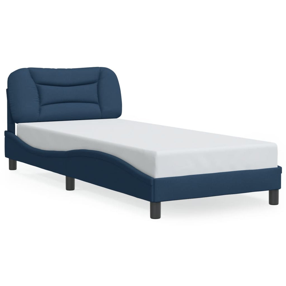 vidaXL Hvar Blue LED Bed Frame without Mattress 90x200 cm Fabric