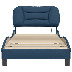 vidaXL Hvar Blue LED Bed Frame without Mattress 90x200 cm Fabric