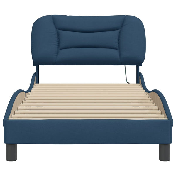 vidaXL Hvar Blue LED Bed Frame without Mattress 90x200 cm Fabric
