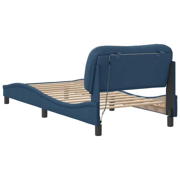 vidaXL Hvar Blue LED Bed Frame without Mattress 90x200 cm Fabric