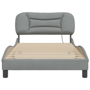 vidaXL LED Bed Frame without Mattress "Hvar" Light Grey 100x200 cm Fabric