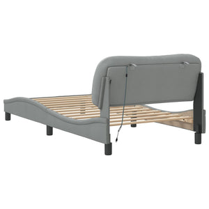 vidaXL LED Bed Frame without Mattress "Hvar" Light Grey 100x200 cm Fabric