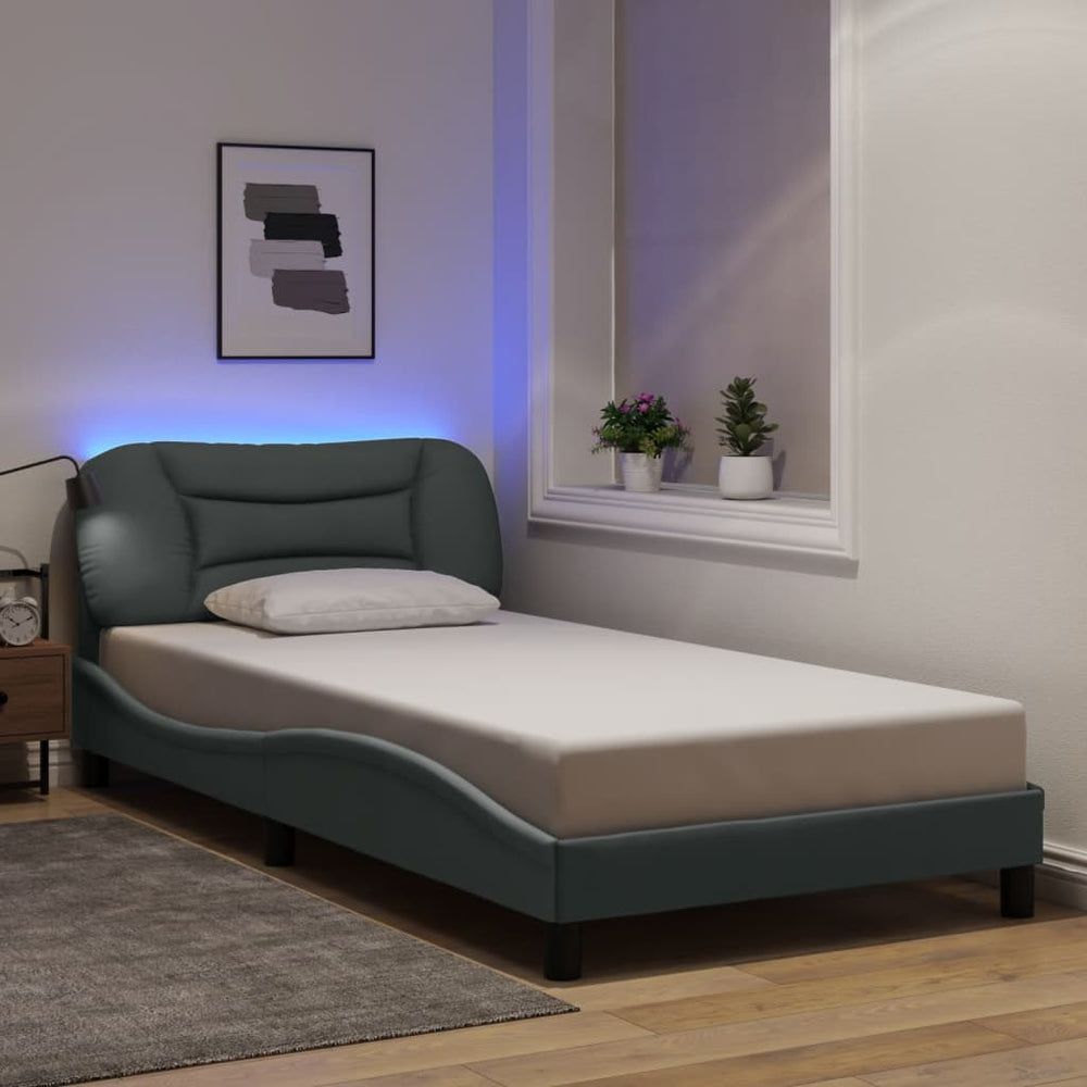 vidaXL LED Bed Frame without Mattress "Hvar" Light Grey 100x200 cm Fabric