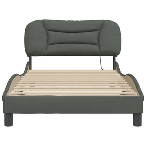 vidaXL LED Bed Frame without Mattress "Hvar" Dark Gray 100x200 cm Fabric