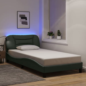 vidaXL LED Bed Frame without Mattress "Hvar" Dark Gray 100x200 cm Fabric