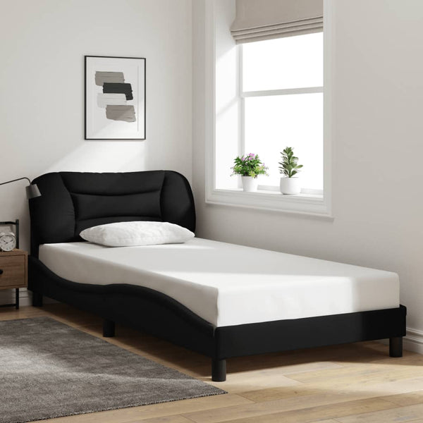 vidaXL Hvar LED Bed Frame without Mattress Black 100x200 cm Fabric