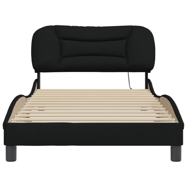 vidaXL Hvar LED Bed Frame without Mattress Black 100x200 cm Fabric