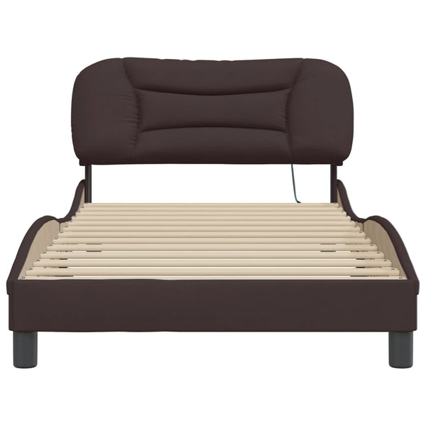 vidaXL LED Bed Frame without Mattress "Hvar" Dark Brown 100x200 cm Fabric