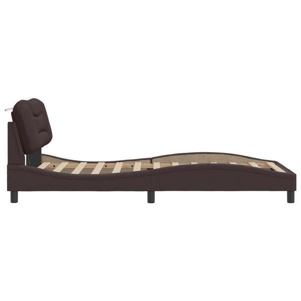 vidaXL LED Bed Frame without Mattress "Hvar" Dark Brown 100x200 cm Fabric