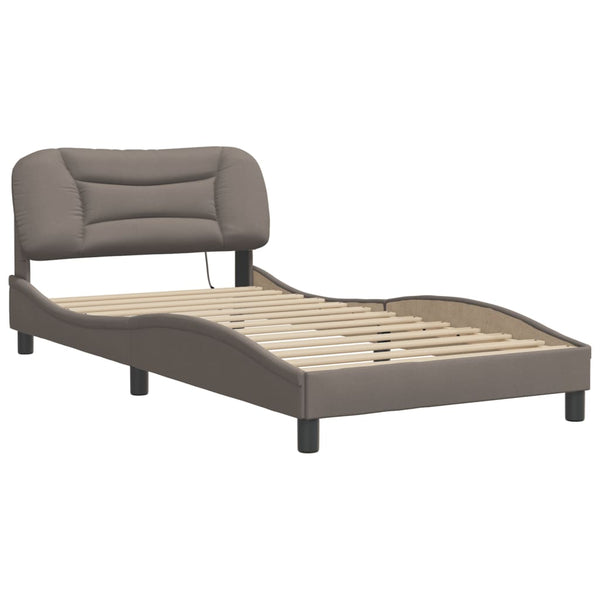 vidaXL LED Bed Frame without Mattress "Hvar" Taupe 100x200 cm Fabric