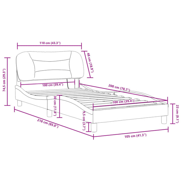 vidaXL LED Bed Frame without Mattress "Hvar" Taupe 100x200 cm Fabric