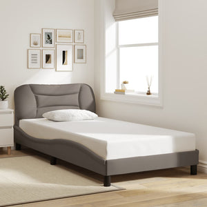 vidaXL LED Bed Frame without Mattress "Hvar" Taupe 100x200 cm Fabric