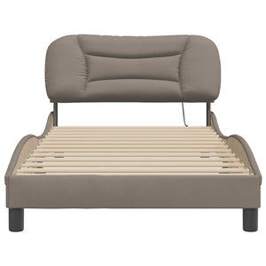vidaXL LED Bed Frame without Mattress "Hvar" Taupe 100x200 cm Fabric