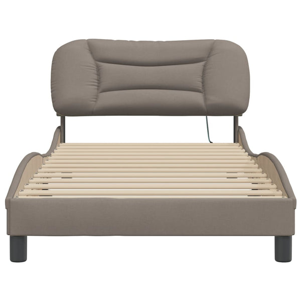 vidaXL LED Bed Frame without Mattress "Hvar" Taupe 100x200 cm Fabric