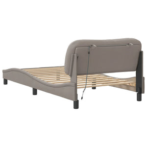 vidaXL LED Bed Frame without Mattress "Hvar" Taupe 100x200 cm Fabric