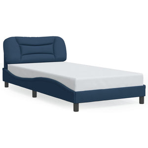 vidaXL LED Bed Frame without Mattress "Hvar" Blue 100x200 cm Fabric
