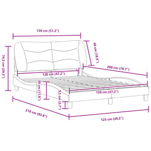 vidaXL LED Bed Frame without Mattress "Hvar" Light Grey 120x200 cm Fabric