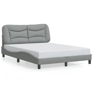 vidaXL LED Bed Frame without Mattress "Hvar" Light Grey 120x200 cm Fabric