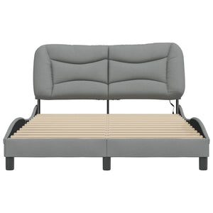 vidaXL LED Bed Frame without Mattress "Hvar" Light Grey 120x200 cm Fabric