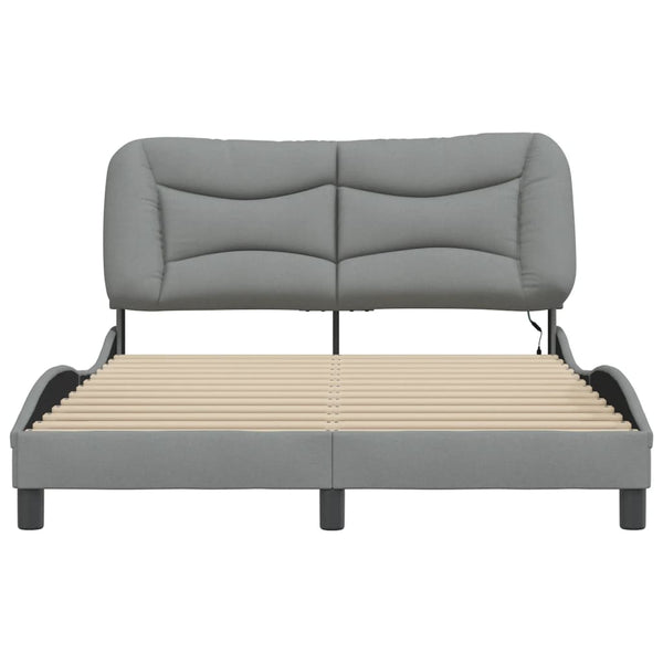 vidaXL LED Bed Frame without Mattress "Hvar" Light Grey 120x200 cm Fabric