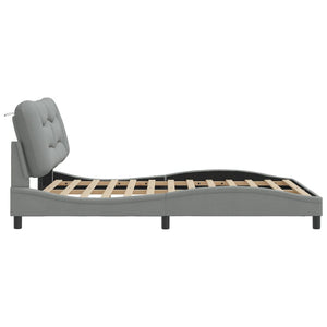 vidaXL LED Bed Frame without Mattress "Hvar" Light Grey 120x200 cm Fabric