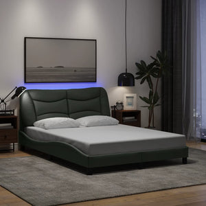 vidaXL LED Bed Frame without Mattress "Hvar" Dark Gray 120x200 cm Fabric