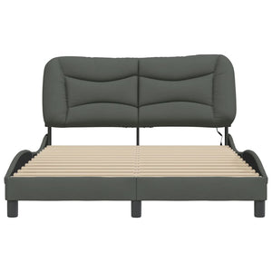 vidaXL LED Bed Frame without Mattress "Hvar" Dark Gray 120x200 cm Fabric