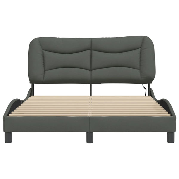 vidaXL LED Bed Frame without Mattress "Hvar" Dark Gray 120x200 cm Fabric