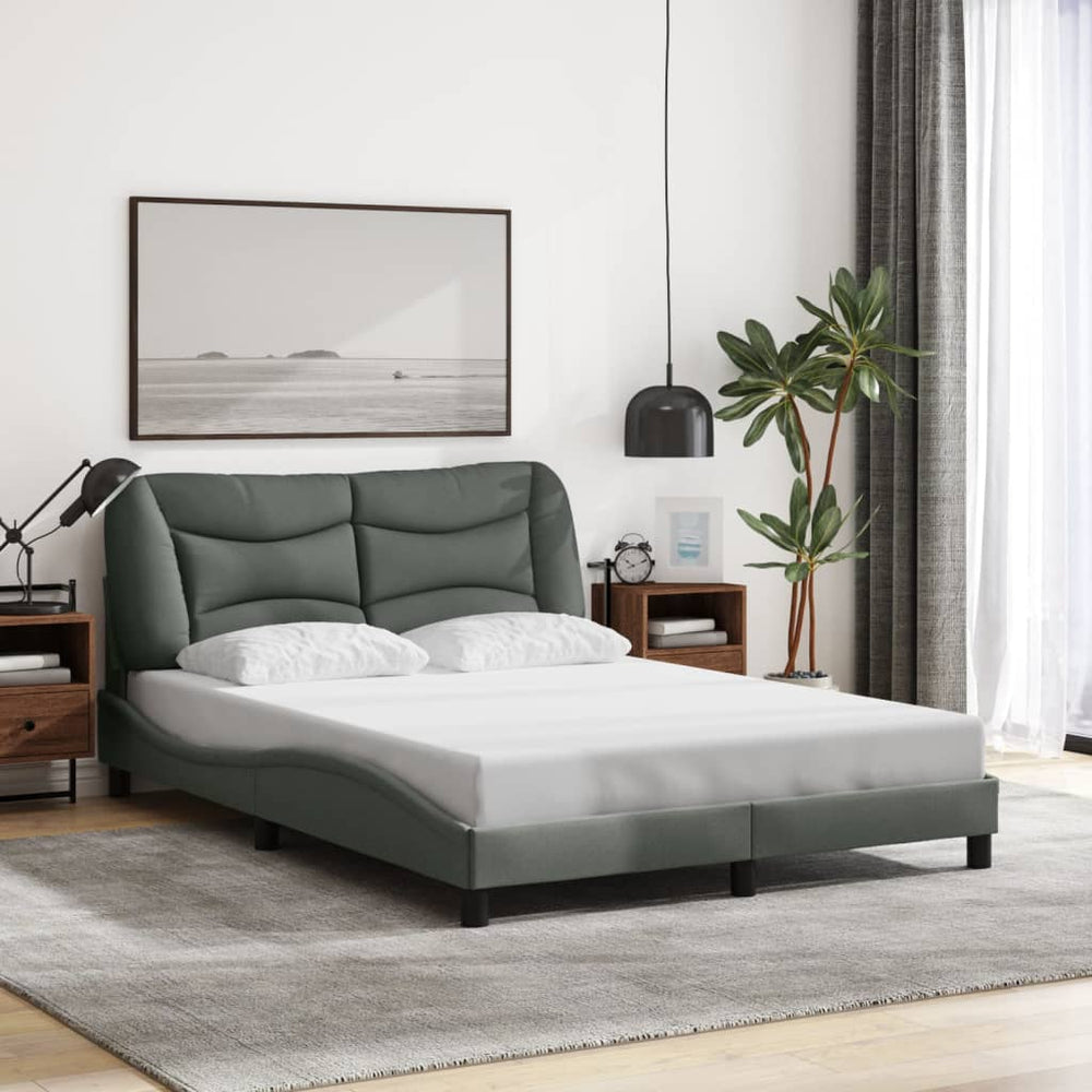 vidaXL LED Bed Frame without Mattress "Hvar" Dark Gray 120x200 cm Fabric