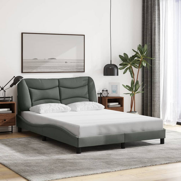 vidaXL LED Bed Frame without Mattress "Hvar" Dark Gray 120x200 cm Fabric