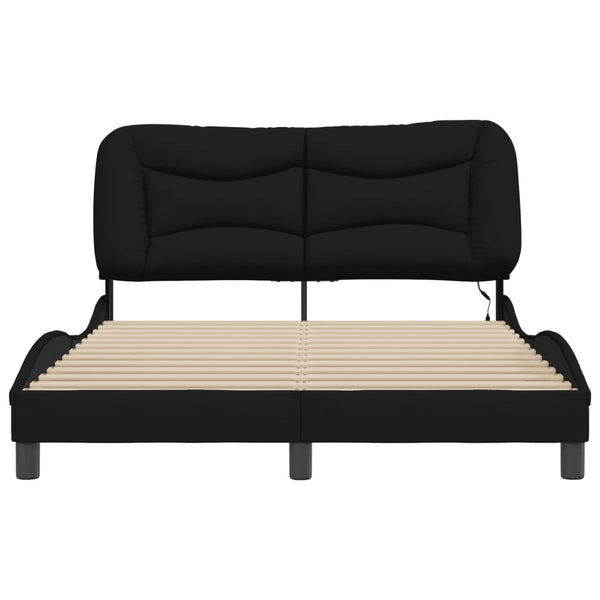 vidaXL LED Bed Frame without Mattress "Hvar" Black 120x200 cm Fabric