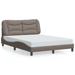 vidaXL LED Bed Frame without Mattress "Hvar" Taupe 120x200 cm Fabric