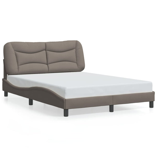 vidaXL LED Bed Frame without Mattress "Hvar" Taupe 120x200 cm Fabric