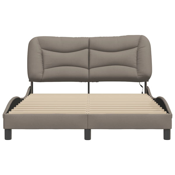 vidaXL LED Bed Frame without Mattress "Hvar" Taupe 120x200 cm Fabric