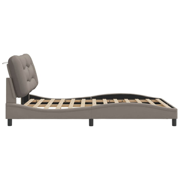 vidaXL LED Bed Frame without Mattress "Hvar" Taupe 120x200 cm Fabric