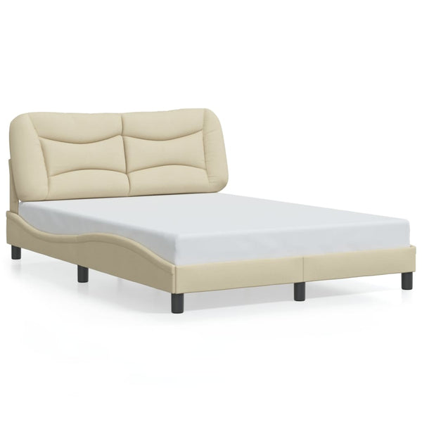 vidaXL LED Bed Frame without Mattress "Hvar" Cream 120x200 cm Fabric