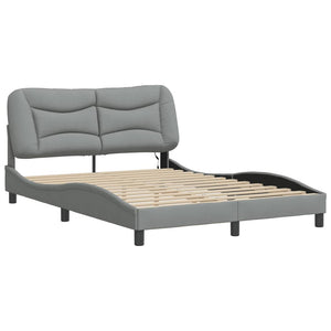 vidaXL LED Bed Frame without Mattress "Hvar" Light Grey 140x190 cm Fabric