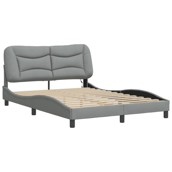 vidaXL LED Bed Frame without Mattress "Hvar" Light Grey 140x190 cm Fabric