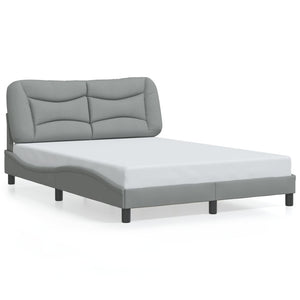 vidaXL LED Bed Frame without Mattress "Hvar" Light Grey 140x190 cm Fabric