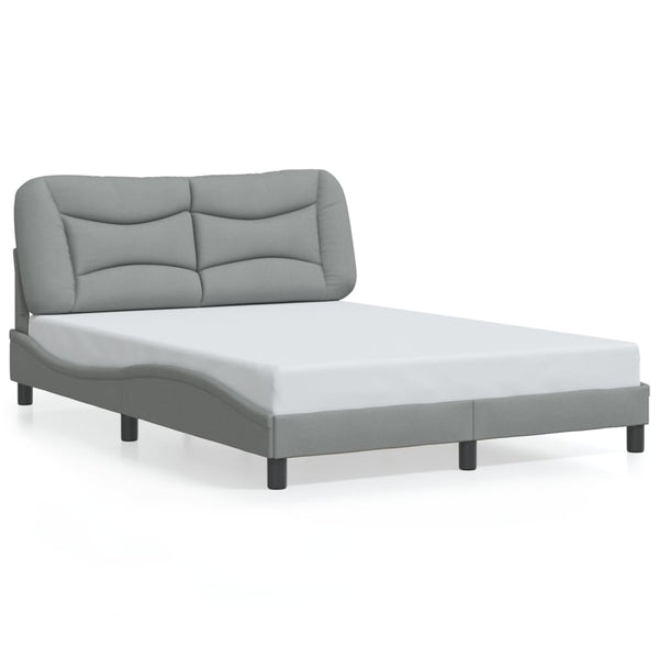 vidaXL LED Bed Frame without Mattress "Hvar" Light Grey 140x190 cm Fabric