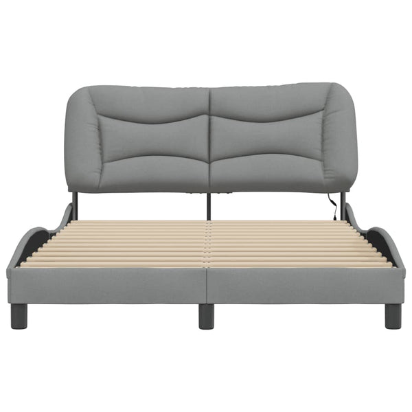 vidaXL LED Bed Frame without Mattress "Hvar" Light Grey 140x190 cm Fabric