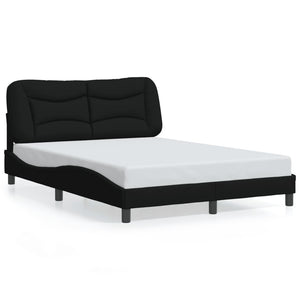 vidaXL LED Bed Frame without Mattress "Hvar" Black 140x190 cm Fabric