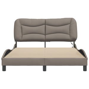 vidaXL Bed Frame with LED Without Mattress "Hvar" Taupe 140x190 cm Fabric