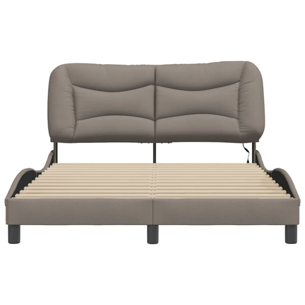 vidaXL Bed Frame with LED Without Mattress "Hvar" Taupe 140x190 cm Fabric