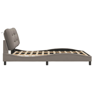 vidaXL Bed Frame with LED Without Mattress "Hvar" Taupe 140x190 cm Fabric