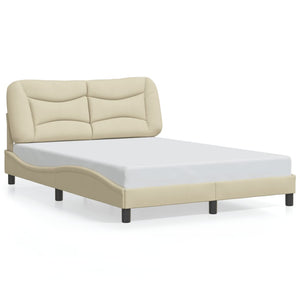 vidaXL LED Bed Frame without Mattress "Hvar" Cream 140x190 cm Fabric