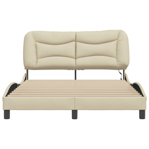 vidaXL LED Bed Frame without Mattress "Hvar" Cream 140x190 cm Fabric