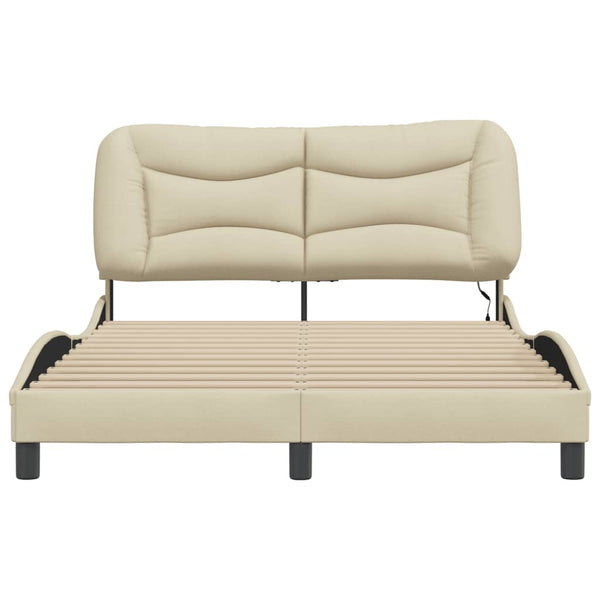 vidaXL LED Bed Frame without Mattress "Hvar" Cream 140x190 cm Fabric