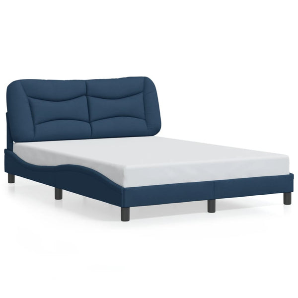 vidaXL LED Bed Frame without Mattress "Hvar" Blue 140x190 cm Fabric