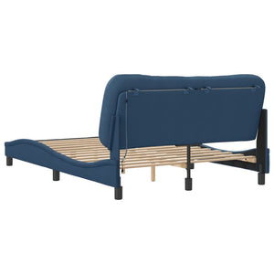 vidaXL LED Bed Frame without Mattress "Hvar" Blue 140x190 cm Fabric